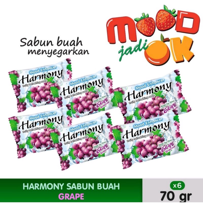 sabun harmony 70g aroma buah(oreng,grape,apple,strawberry,melon)