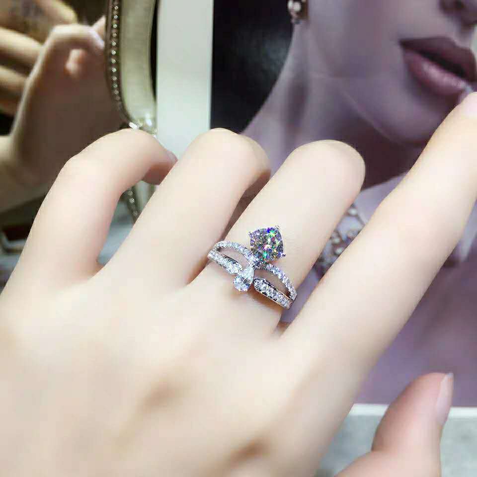 perak asli 925 cincin Wanita Kreatif Water Drop Putri Batu Permata Cincin Yang Dapat Disesuaikan Fashion Perhiasan