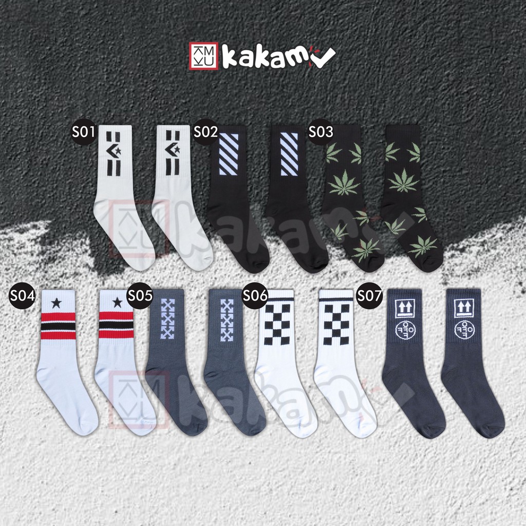 Kakamu Kaos Kaki  Sport Dewasa Kekinian Pria &amp; Wanita Motif MIX 12 Pasang