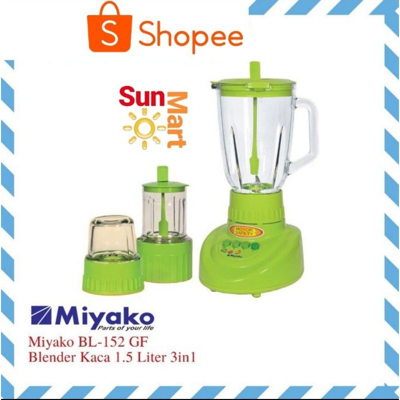 READY STOCK!! Blender Miyako 3 In 1 Kaca BL-152 GF 1.5 Liter