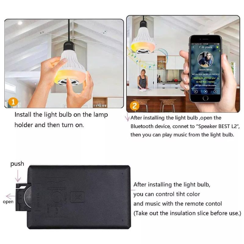 LAMPU MUSIK BLUETOOTH l speaker wireless bluetooth l Lampu led RGBW E27
