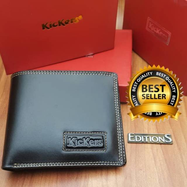 Full Kulit Original Kickers Dompet Lipat Pria Hitam