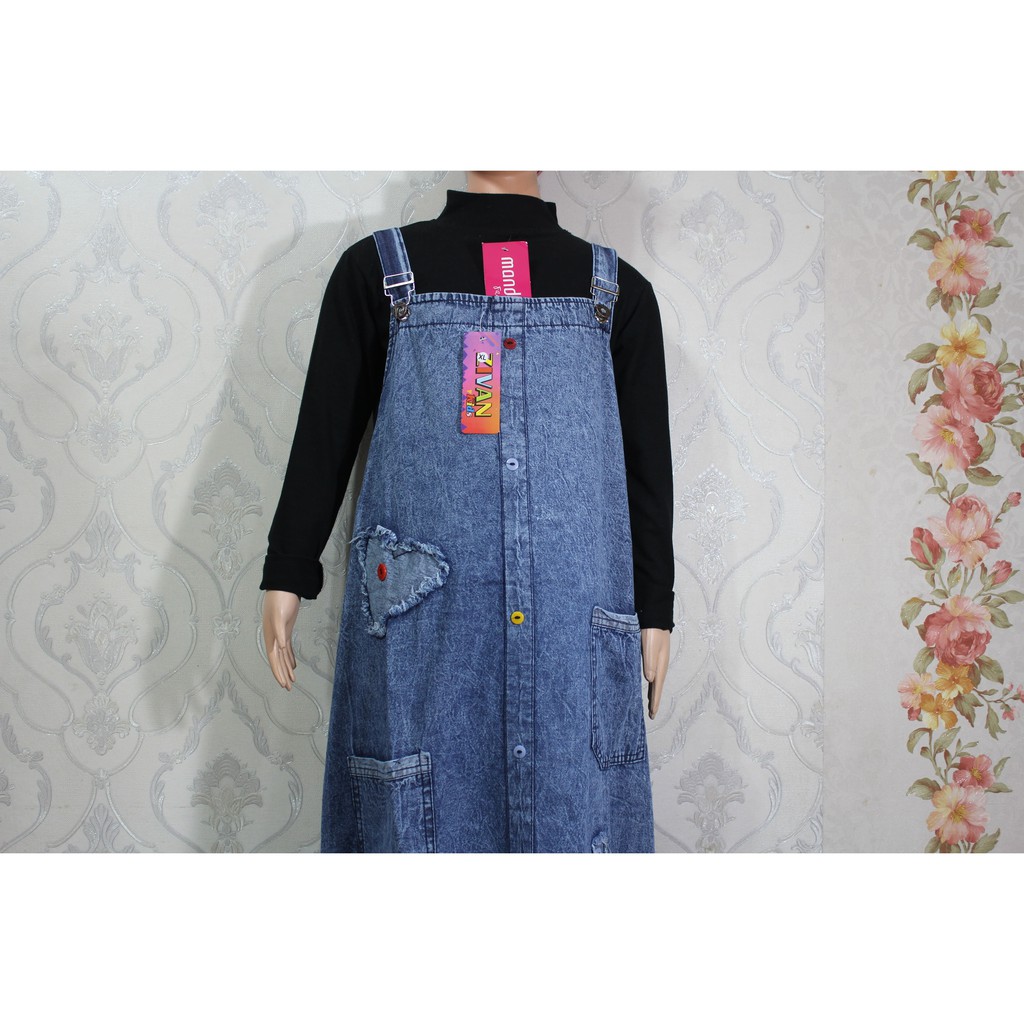 Baju Anak Perempuan / Baju Kodok Overall Anak Bahan Soft Jeans Ukuran M L XL