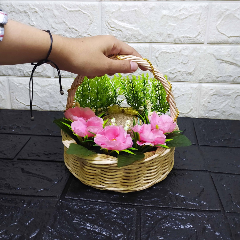 Keranjang Mawar Tempat Cincin  Hantaran Tunangan Seserahan Can