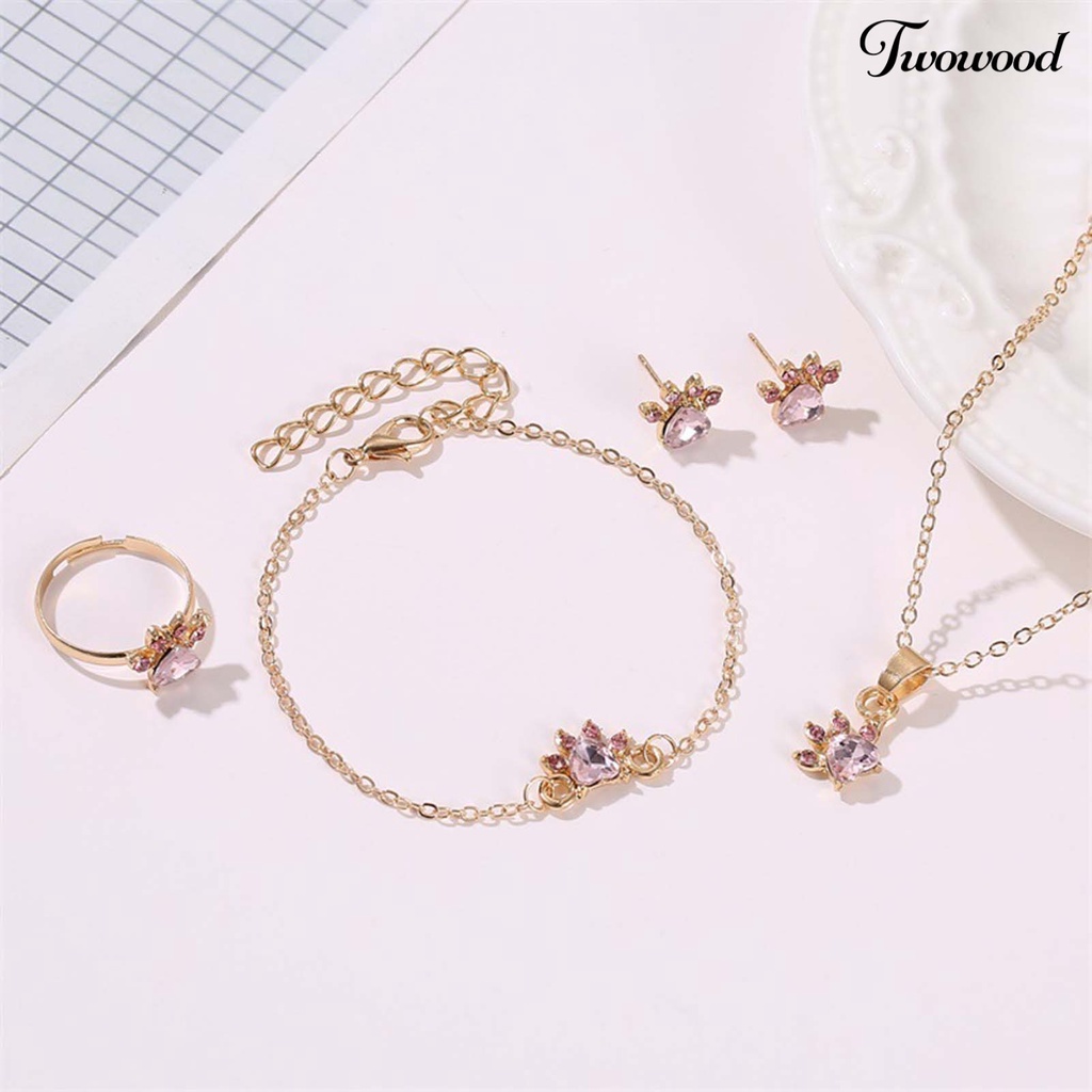 1 Set Anting Stud Kalung Gelang Cincin Bahan Alloy Anti Alergi Untuk Pesta