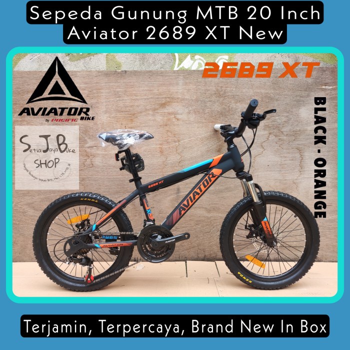 KHUSUS GOJEK/GRAB Sepeda Gunung MTB 20 Inch Aviator 2689 XT New - Black Orange