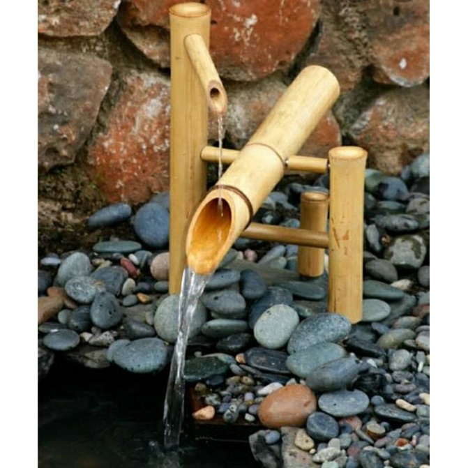 pancuran bambu unik,dekorasi kolam,hiasan rumah