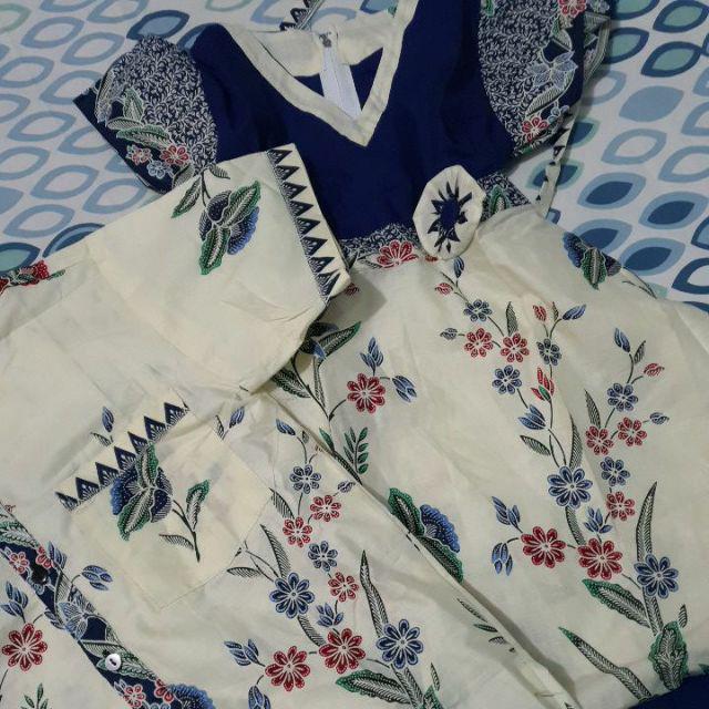 Rokblus Batik Couple Naomi Kupu Biru