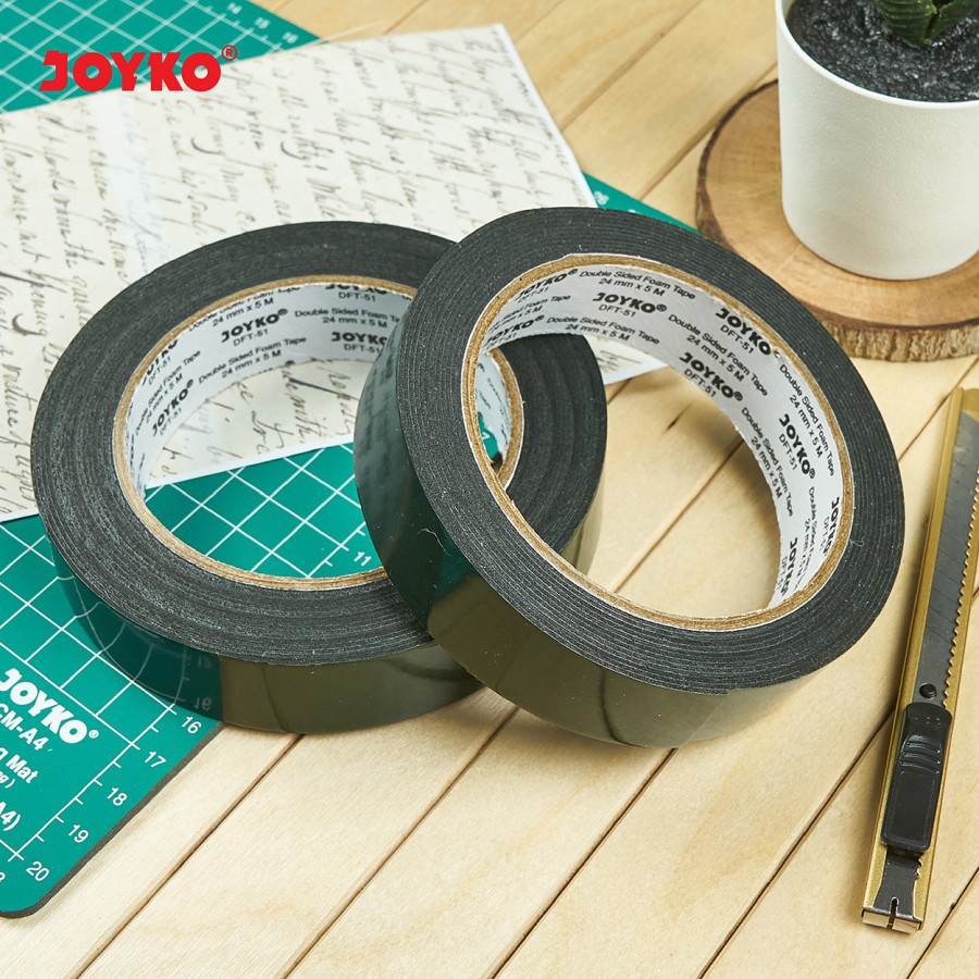 

JOYKO DOUBLE SIDED FOAM TAPE 24mm x 5m / SOLATIP BUSA DUA SISI HITAM MURAH BERKUALITAS DFT-51