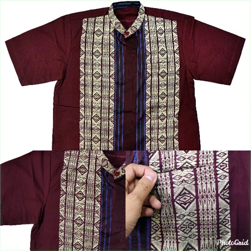 Baju Taqwa Pria Lengan Pendek Atasan Koko Muslim Cowok Corak Batik Bahan Katun Tebal Model Terbaru