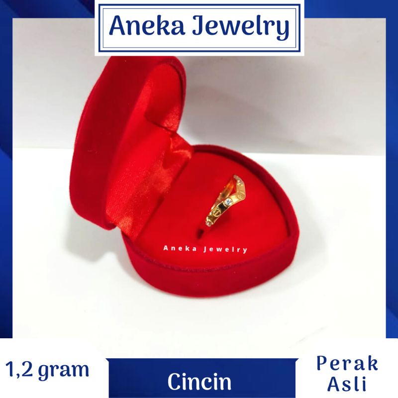 Cincin V Ukir Mata2, Perak 925, Sepuh Emas Rosegold