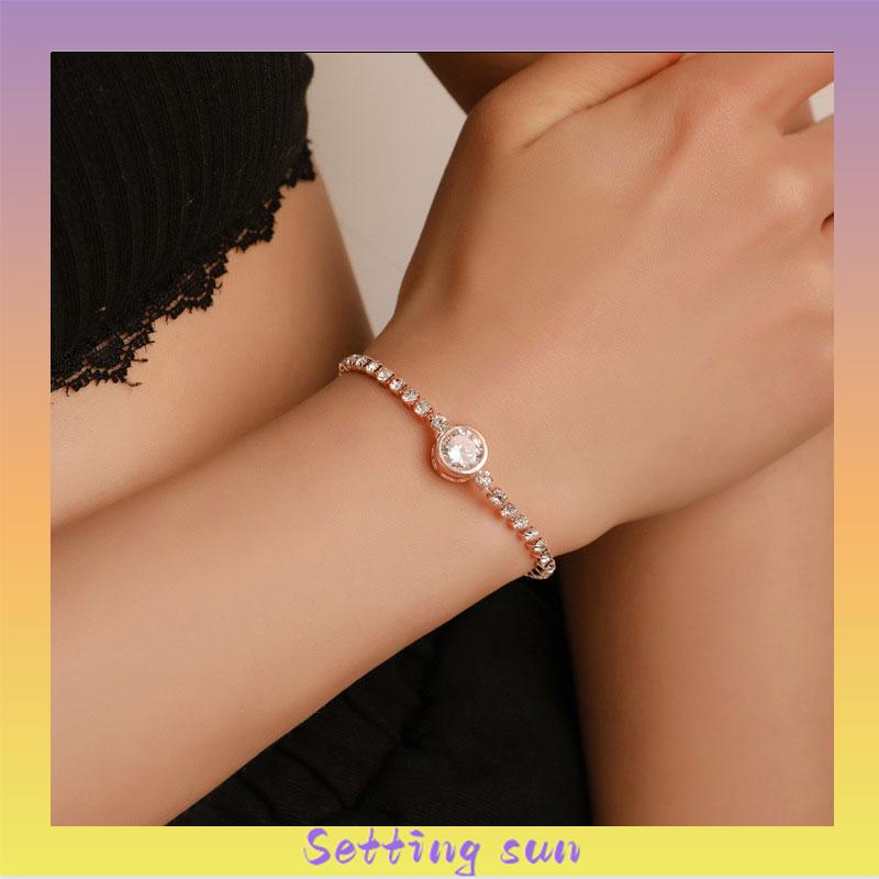 Fashion Baru Rose Gold Love Zircon Gelang Gelang Wanita Sederhana TN