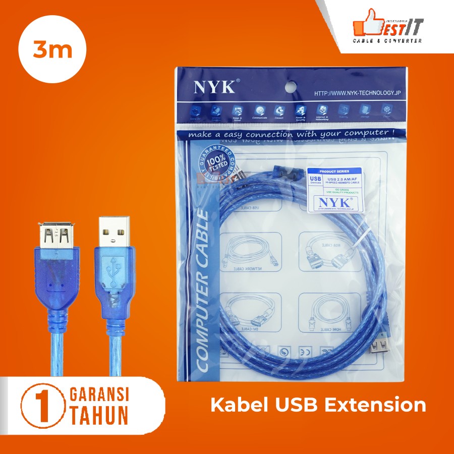 Kabel USB Extension V2.0 Panjang 1.5 Meter 3 Meter 5 Meter 10 Meter