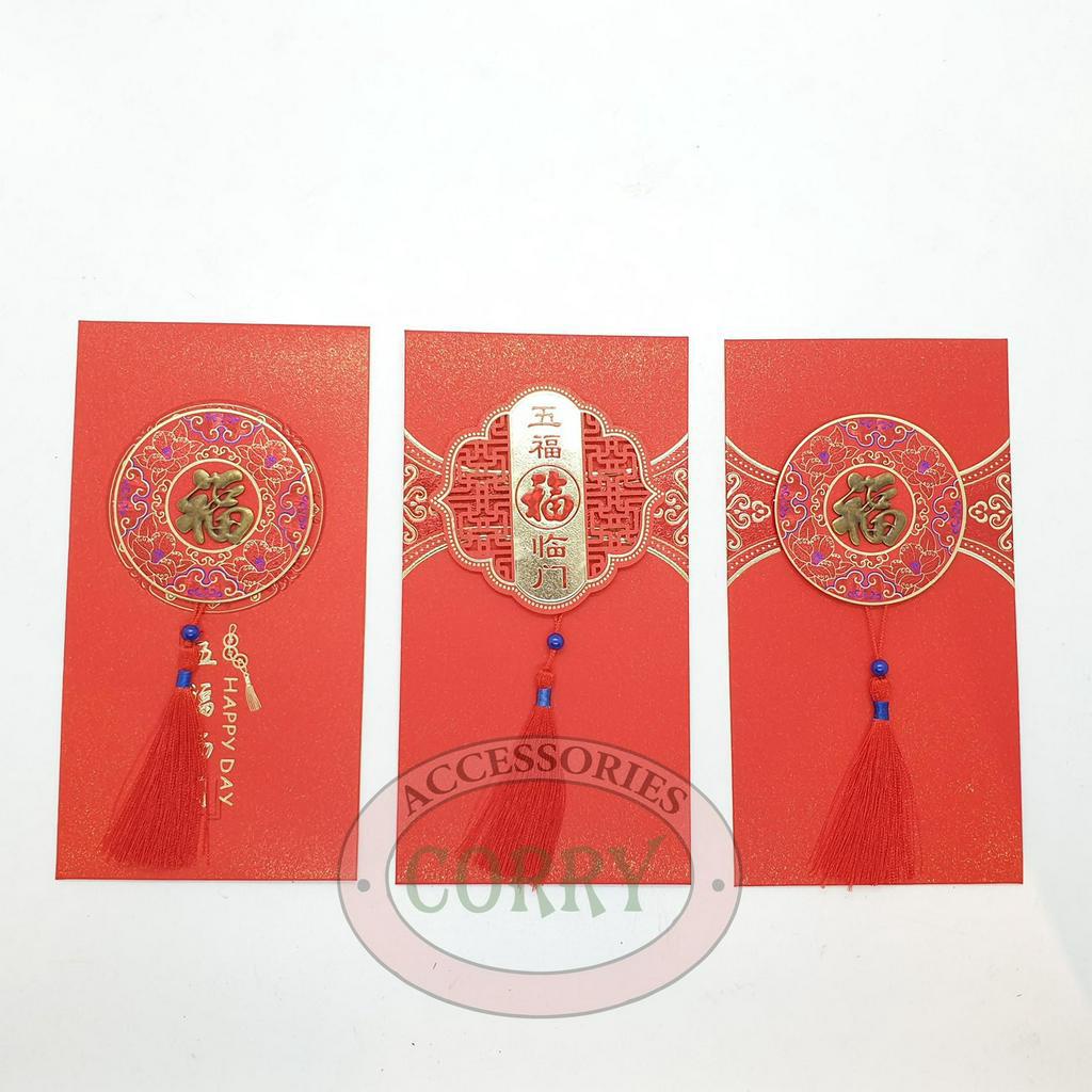 Angpao Besar 22 Cm Fu Imlek 2 Pc Merah Emas Amplop Mewah Bagus Timbul