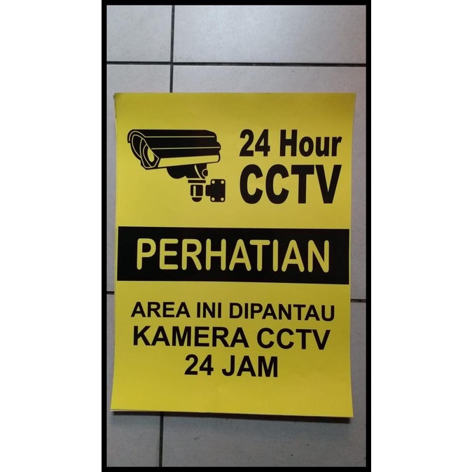 

Sign Label Sticker 24 Hour Perhatian Area Ini Di Pantau Cctv 30X20