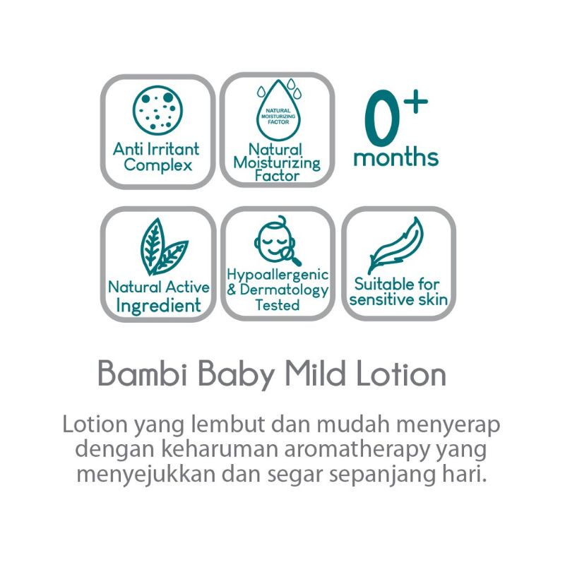 Bambi Baby Mild Lotion With Licorice Chamomile Oil dan Pro Vitamin B5 Rich Milk Protein