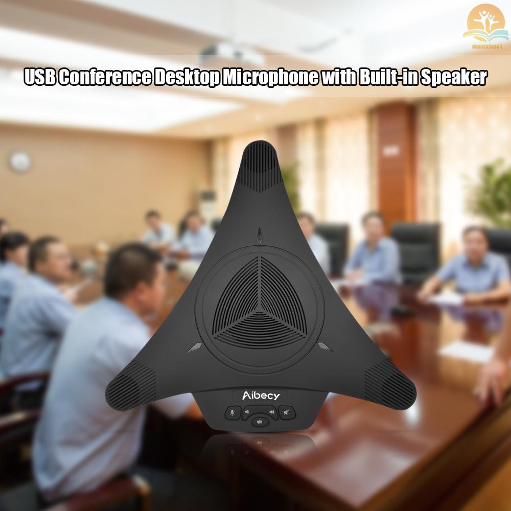 M^M COD Aibecy High-power Conference Omnidirectional Condenser Microphone Mic Speaker Speakerphone USB Plug &amp; Play 360° Audio Pickup for Business Video Meeting