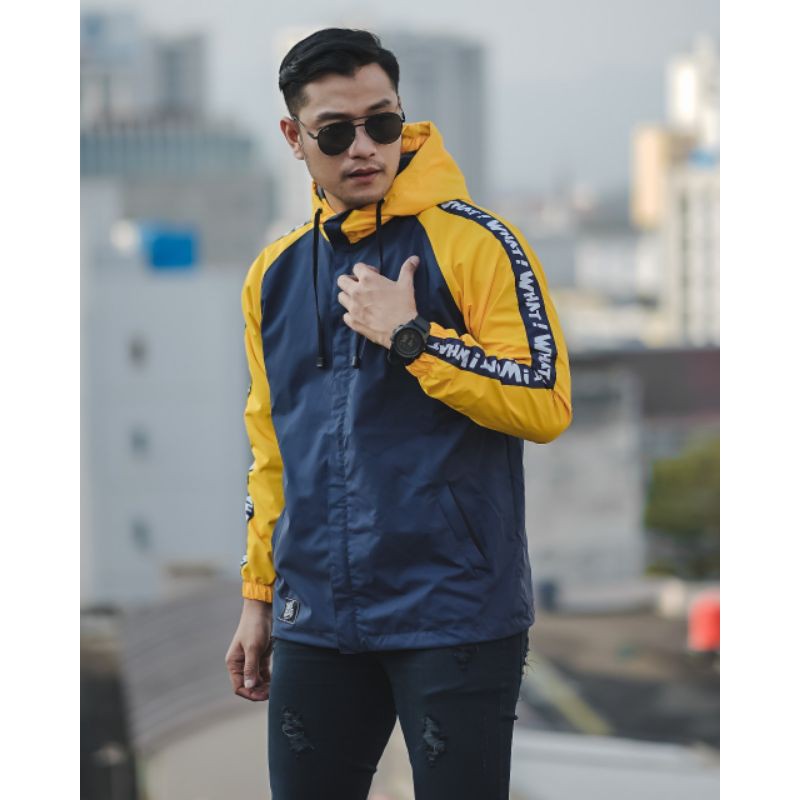 KMO Jaket Outdoor Raglan Running Pria Parasut Taslan / Jaket Olahraga Pria