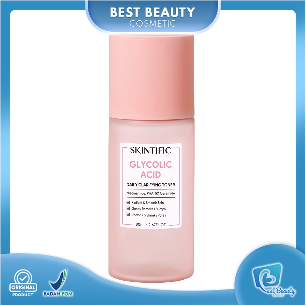 ★ BB ★ SKINTIFIC Glycolic Acid Daily Clarifying Toner 80ml 【bpom】