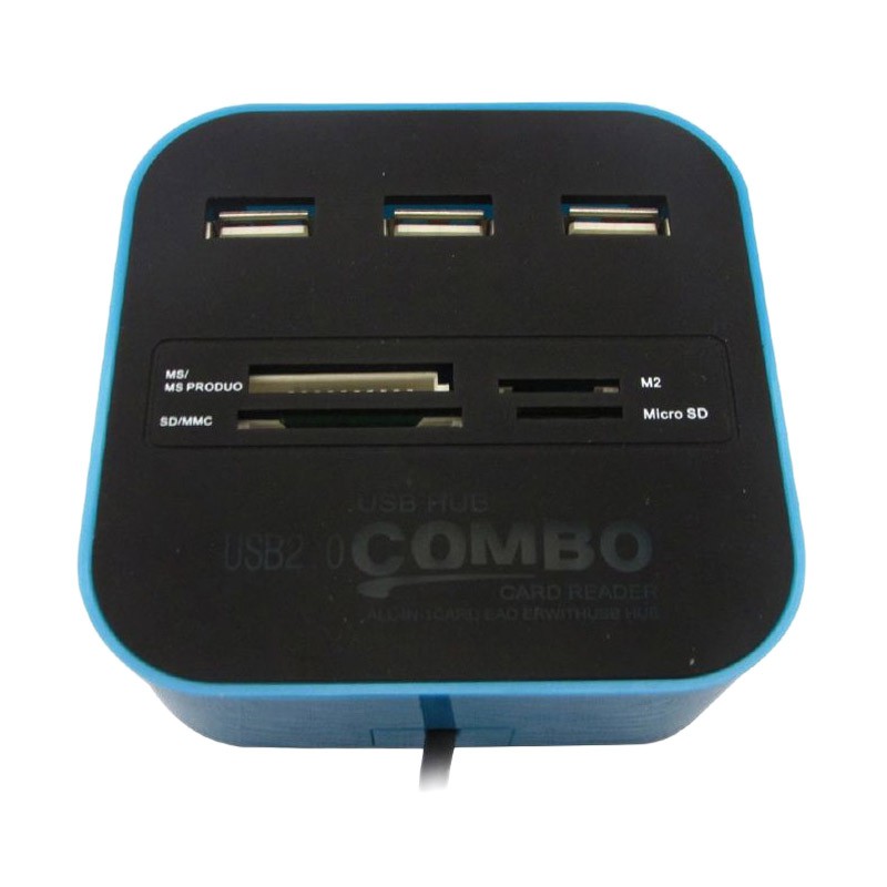 USB HUB 2.0 3 PORT PLUS MULTI CARD READER COMBO KOTAK HIGH SPEED