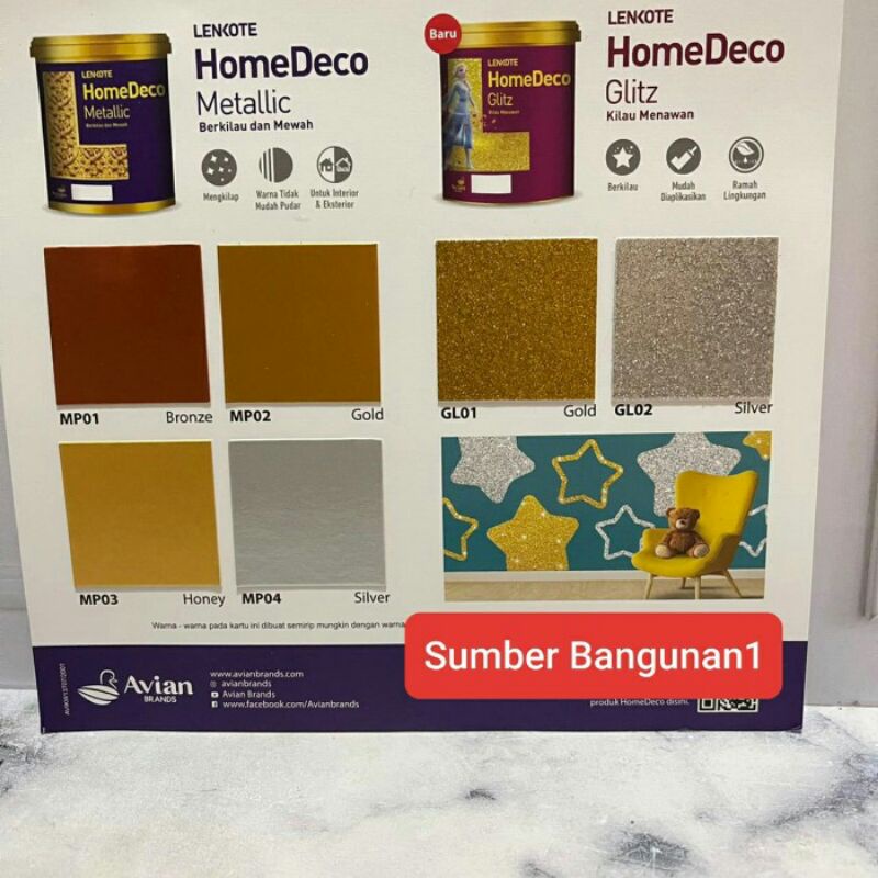 Cat Lenkote HomeDeco lis gypsum gipsum tembok silver emas gold avian