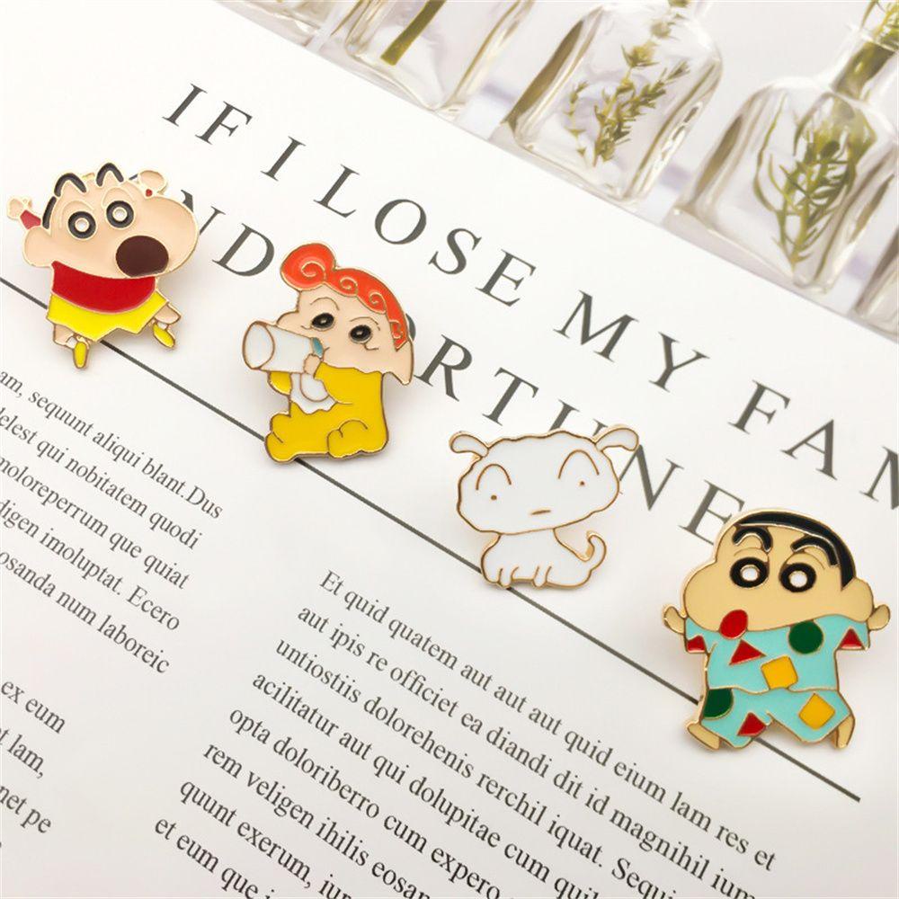 Lanfy Enamel Bros Perhiasan Hadiah Tas Sekolah Dekorasi Ransel Crayon Shin-chan Pin Logam Cosplay Lencana