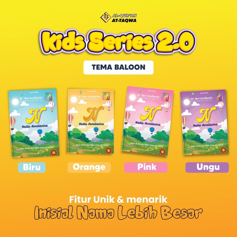 AlQuran ATTAQWA A5 KIDS BALLON Custom Nama Terjemah Perkata Latin
