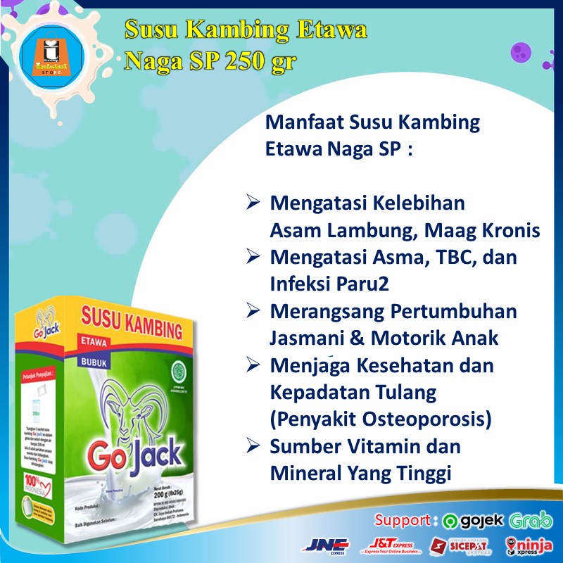 Susu Kambing Etawa Bubuk Go Jack 200gr Kemasan Sachet Susu Etawa Kambing Bubuk Minuman Susu Kambing Murni Sky Goat Evaporasi Asam Lambung Mag