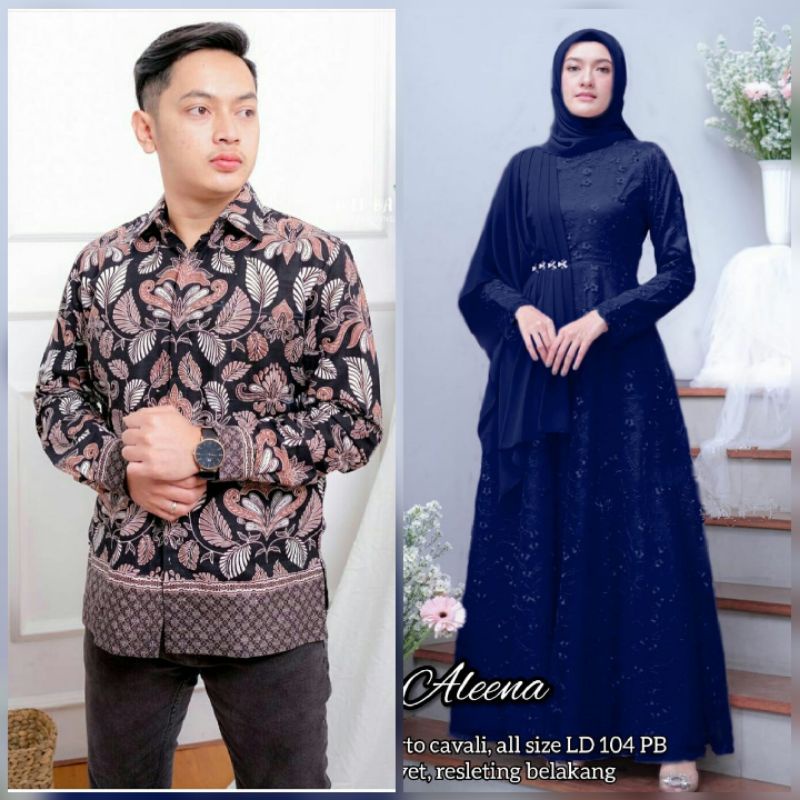 Maura Couple - Sania Ruffle Batik Couple Ori Ndoro Jowi DNT Garansi Termurah Shopee RAMONA COUPLE 01-NAVY