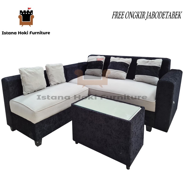 GRATIS ONGKIR JABODETABEK  SOFA L MINIMALIS BUSA SUPER  EMPUK NYAMAN - merah hitam