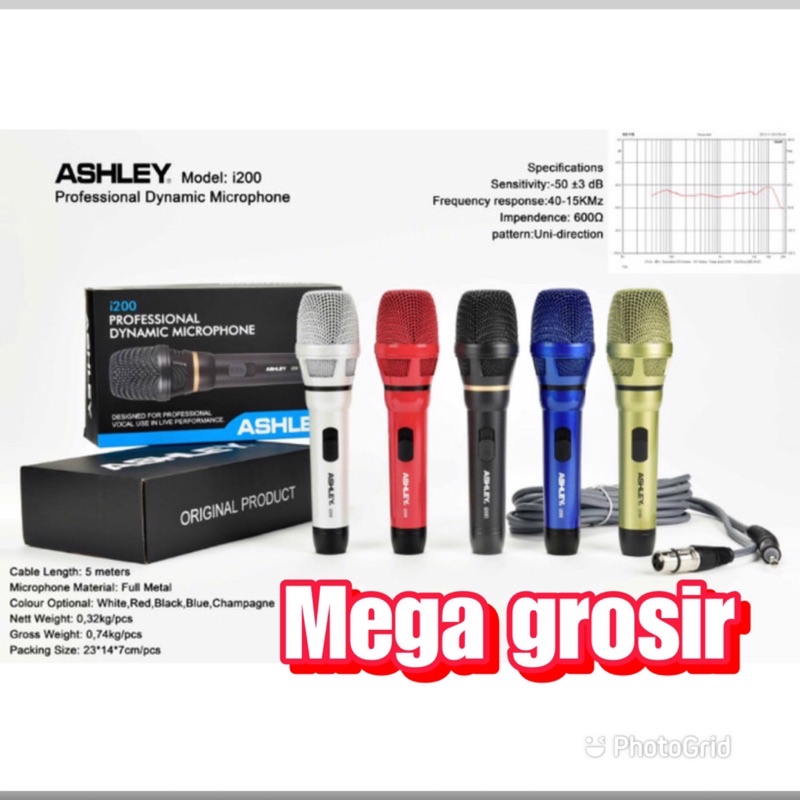 cod mic kabel original ashley i200 / microphone ashley i200