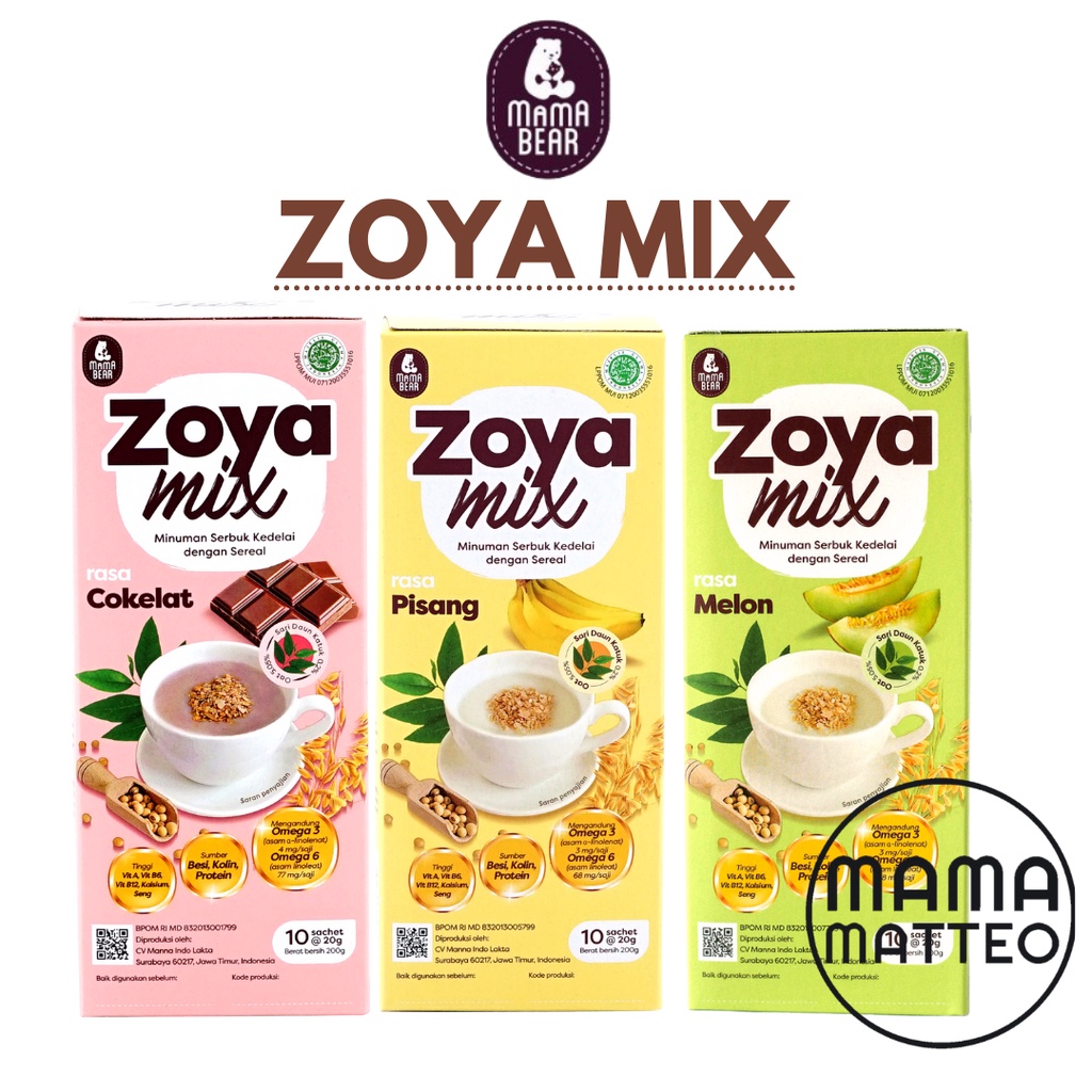 MamaBear Zoya Mix / Soya / Mama Bear Zoya Mix Coklat Pisang Melon Pelancar ASI Soyamix Zoyamix 200gr ASI booster / MAMABEAR BANDUNG