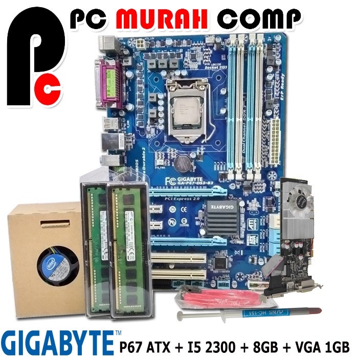 Paket Mainboard Mobo Motherboard P67 ATX dengan Procesor i5