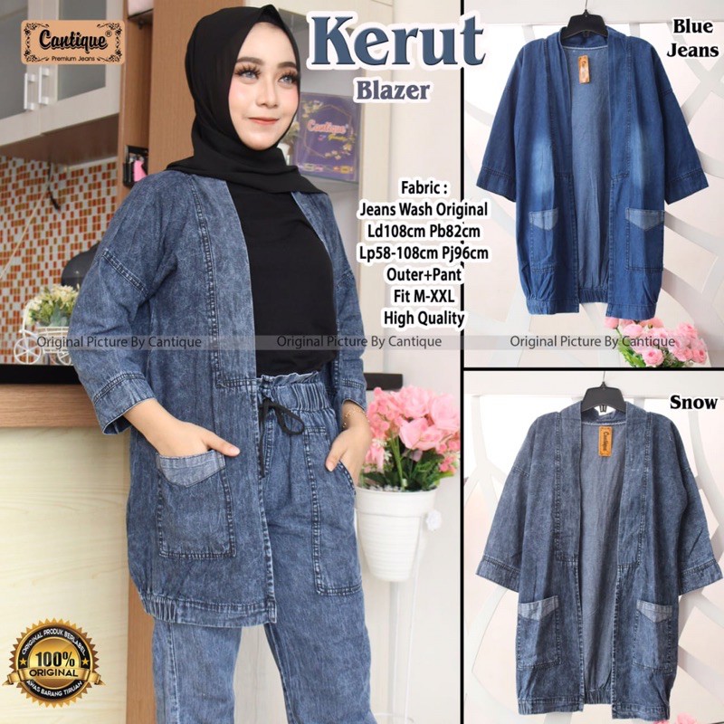 Kerut Blazer Premium Original CANTIQUE | Blazer Jeans | Jaket Jeans