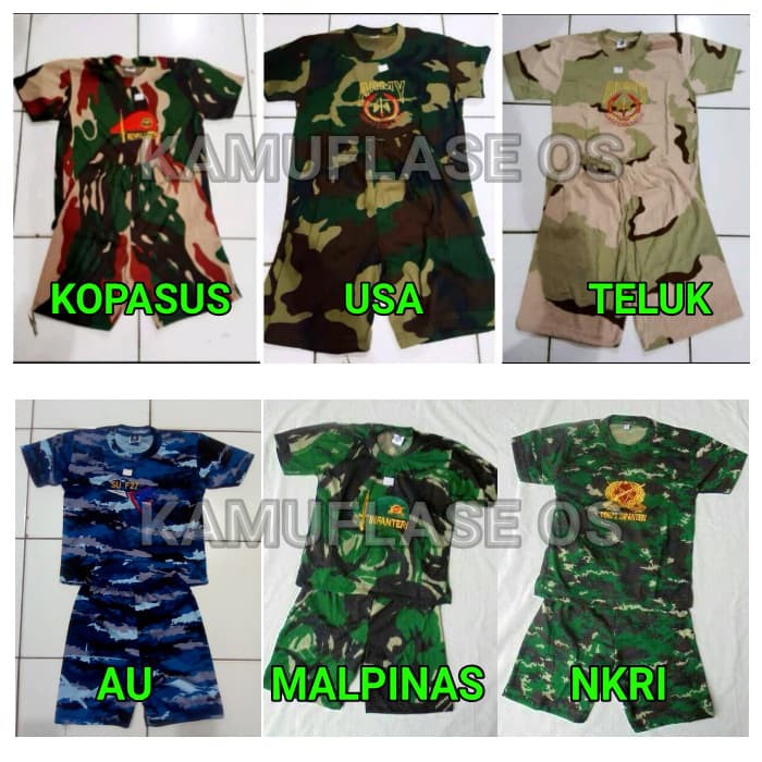 RPM Setelan Anak army TNI loreng MALPINAS kaos celana army anak Pendek