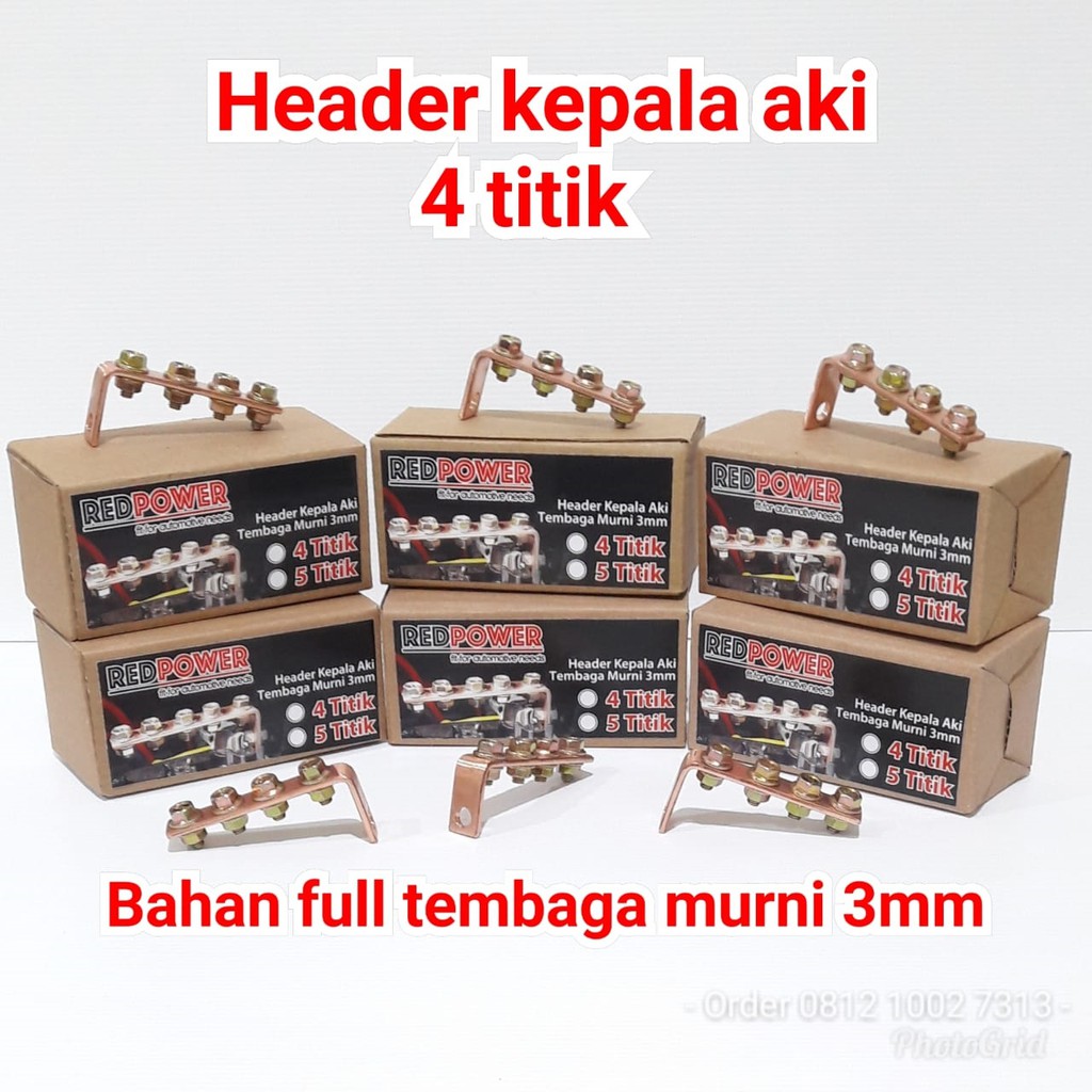 REDPOWER Header Kabel Ground 3mm 4 TITIK Kepala Aki Mobil Bahan Plat Tembaga