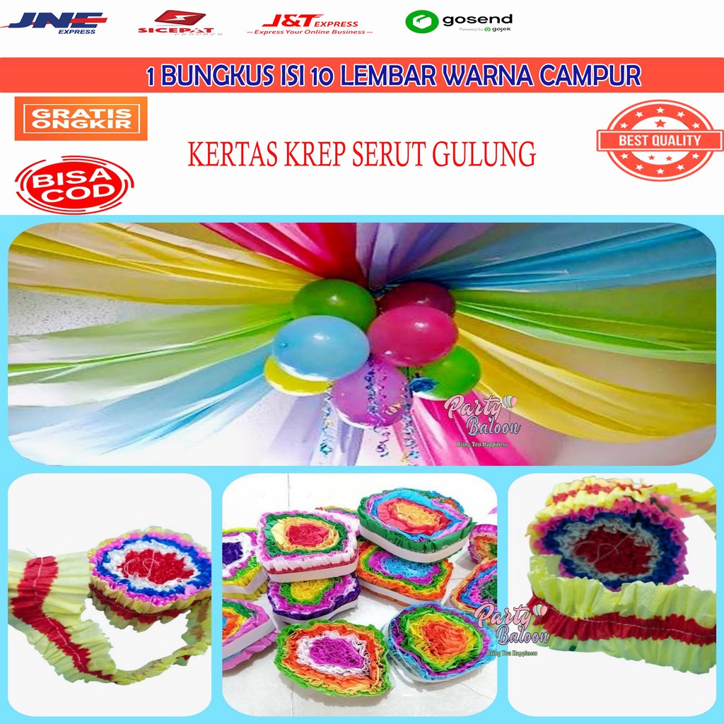 

Crepe Paper Kertas Krep crepe crep serut gulung potong mix warna warni dekorasi pesta ulang tahun