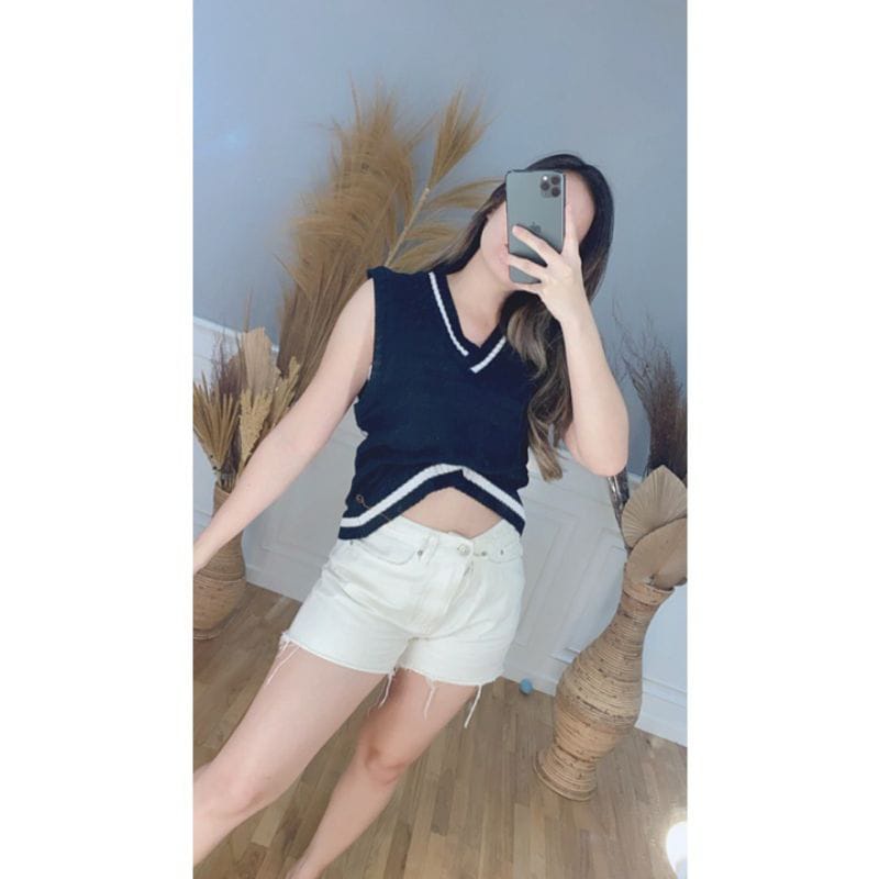 ROMPI  VEST Rajut V NECK POLOS TANPA LENGAN / ROMPI RAJUT / ROMPI POLOS / VEST ROMPI RAJUT