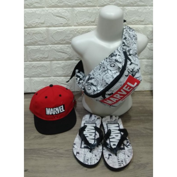 PAKET HEMAT 3IN1 AVENGER WAISTBAG/TOPI BORDIR/SENDAL