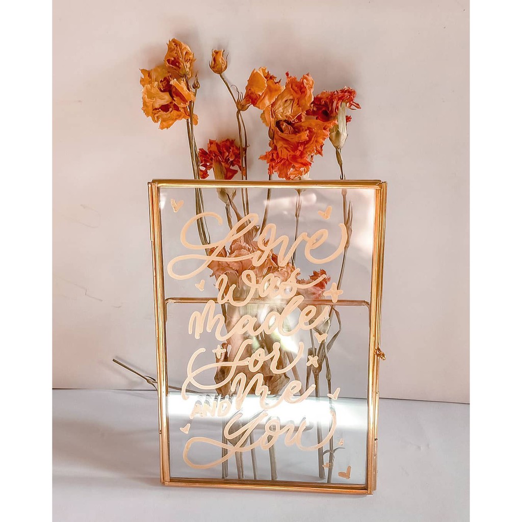 Mini Gold Glass Frame Calligraphy Custom - Single Foto Frame Kado Gift Home Decor