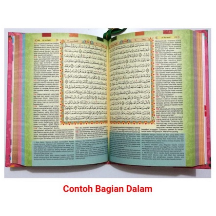 Al Quran RAIN BOW Wanita Beludru Terjemah Tajwid warna Marwah A6 Resleting REGULER