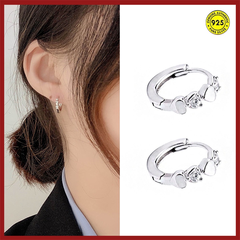 Anting Tusuk Sterling Silver 925 Hias Berlian Imitasi Untuk Wanita