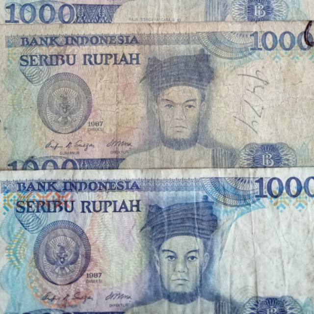 Uang lama pecahan 1000 rupiah tahun 1987