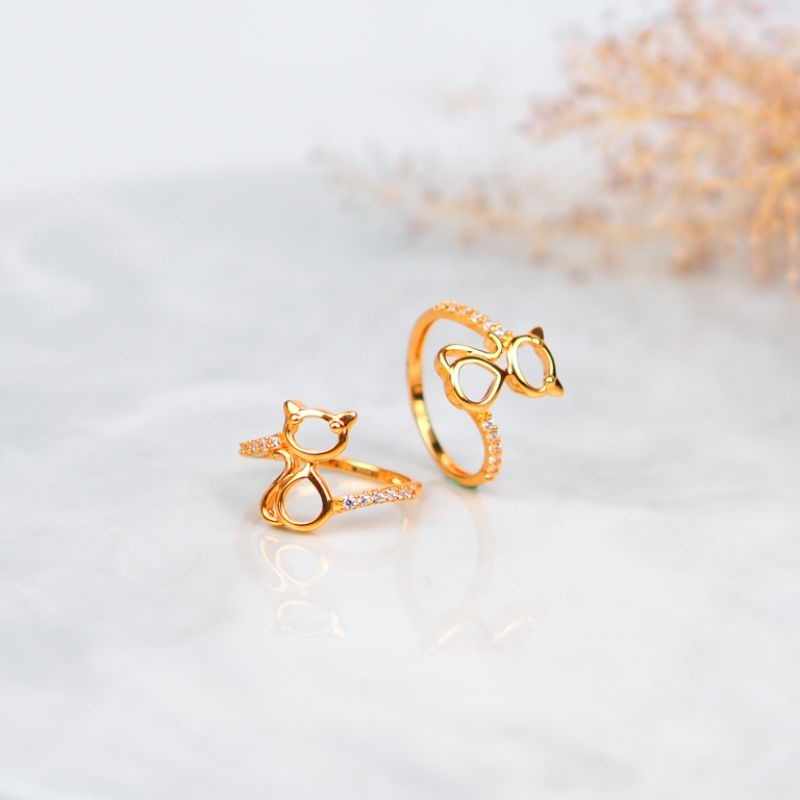 Cincin Emas Motif Kucing Meong- Meong Mata - Toko Emas Gadjah