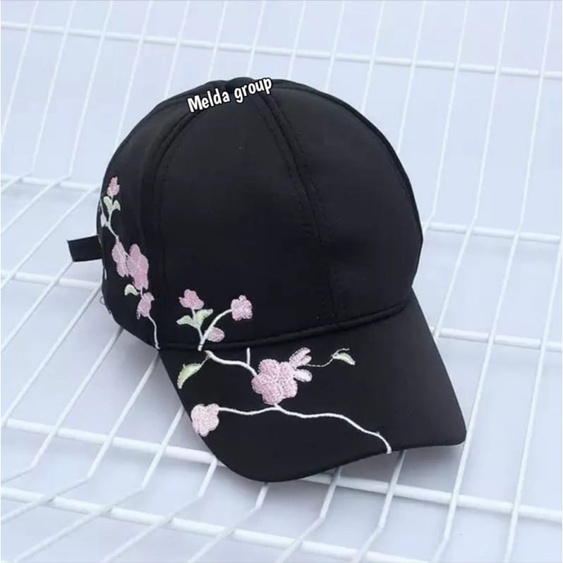 Topi Baseball Motif Bunga Daisy Kecil Gaya Hip Hop Untuk Wanita / Topi Bordir Bunga