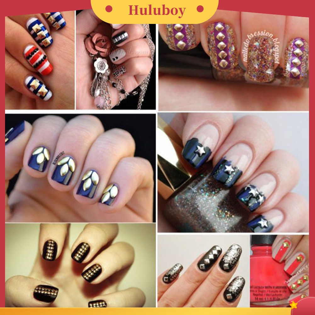 Huluboy Huluboy♡ Roda Isi Manik-Manik Kuku Bentuk Bintang Warna Warni Berkilau Untuk DIY Manicure
