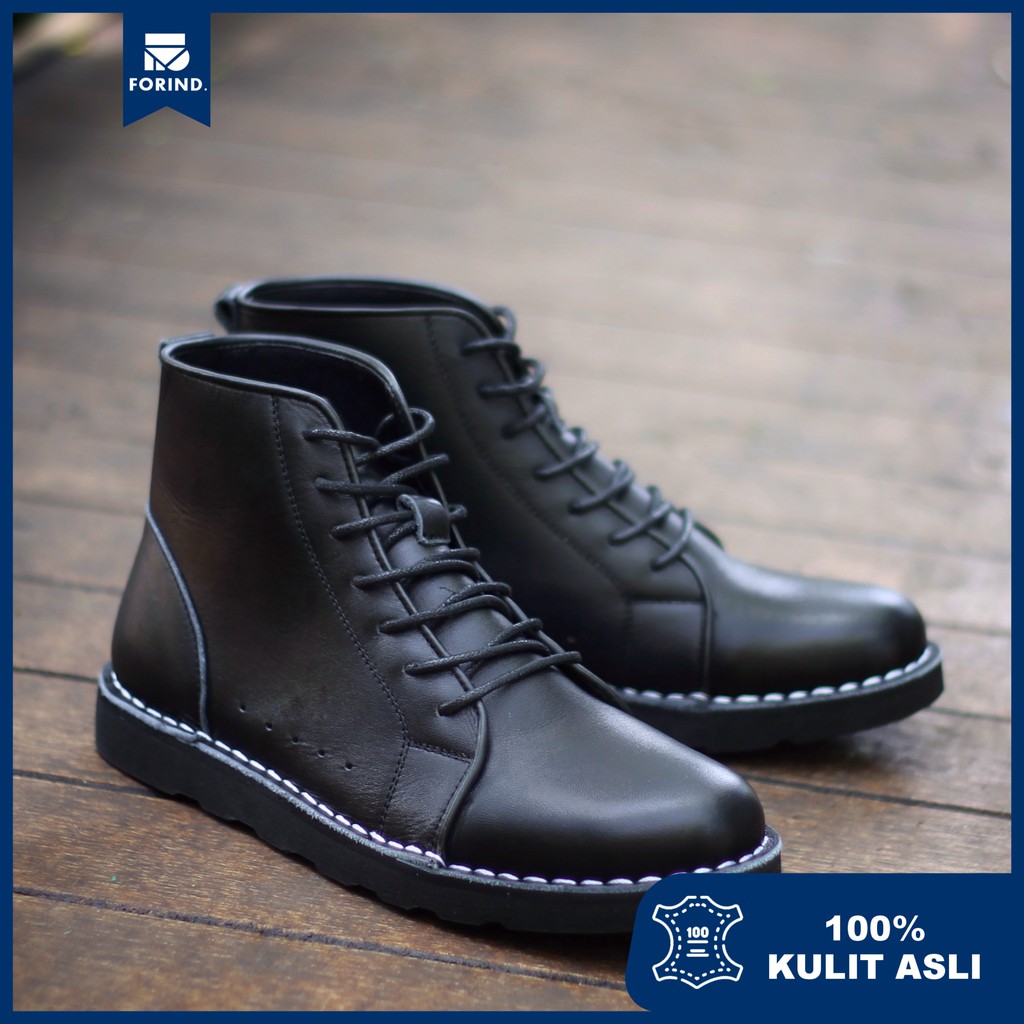 Nevada Black | Sepatu Kulit Boot Vintage Klasik Pria Cowok Original New Ori Footwear | FORIND Kenzio