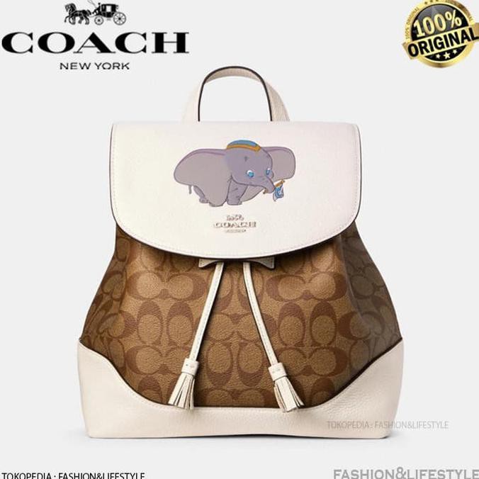 Coach X Disney Elle Backpack In Signature Canvas With Dumbo Original 