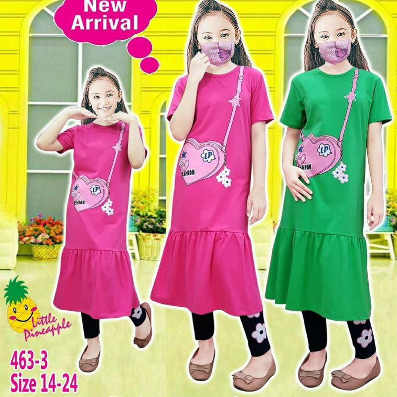FREE MASKER setelan baju tunik anak perempuan tanggung jumbo abg umur 8-14 tahun little pineapple