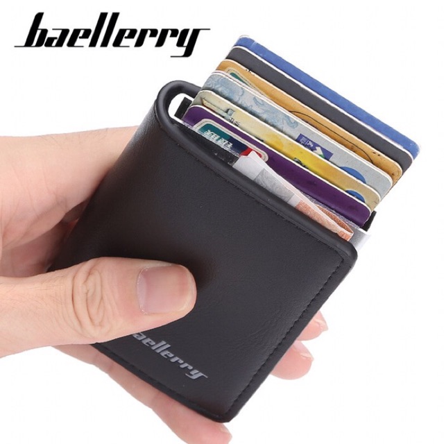 Baellerry RFID Anti Theft Card Wallet + Box Dompet Kartu Kulit K9109